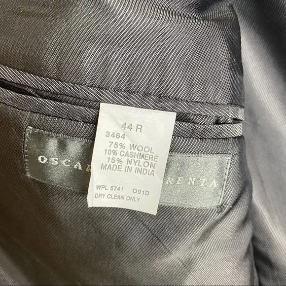 Oscar de la Renta Gray Wool and Cashmere Blend Single Breasted Blazer - Picture 13 of 13